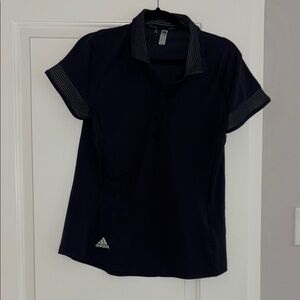 Adidas Navy Polo Shirt with Striped Accents